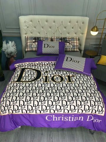 Dior Christian Dior White Purple 6 Bedding Sets, Luxury Bedroom Sets