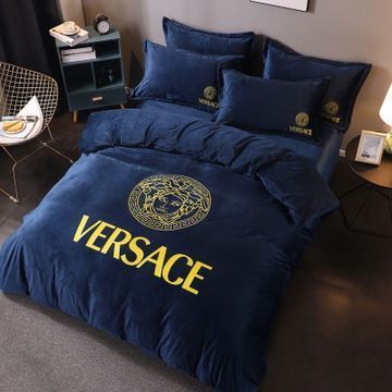 Versace Deep Blue 3 Bedding Sets Duvet Cover Sheet Cover Pillow Cases Luxury Bedroom Sets