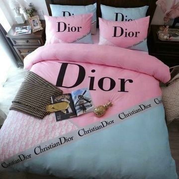 Dior Christian Dior Pink Skyblue 2 Bedding Sets Luxury Bedroom Sets