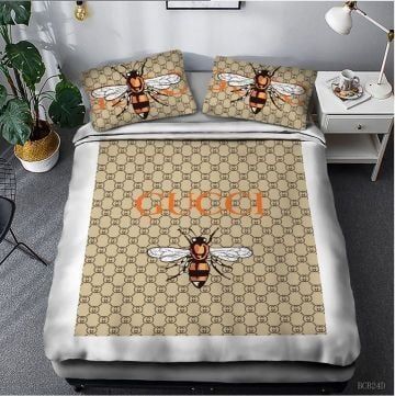 Gucci Bee Yellow White Bedding Sets Duvet Cover Sheet Cover Pillow Cases Luxury Bedroom Sets