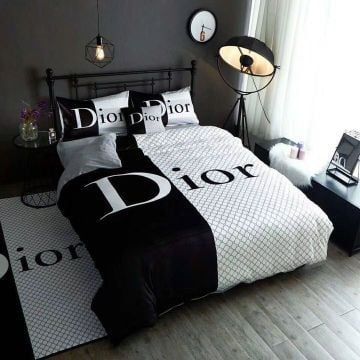Dior Black White 3 Bedding Sets Duvet Cover Sheet Cover Pillow Cases Luxury Bedroom Sets