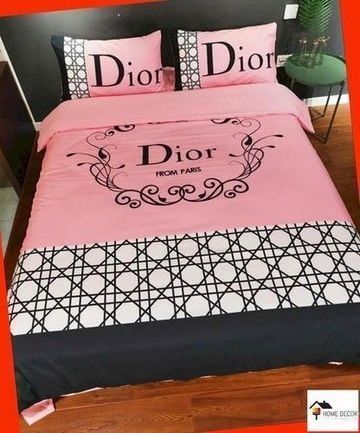 Dior Pink Checked White 9 Bedding Sets Duvet Cover Sheet Cover Pillow Cases Luxury Bedroom Sets