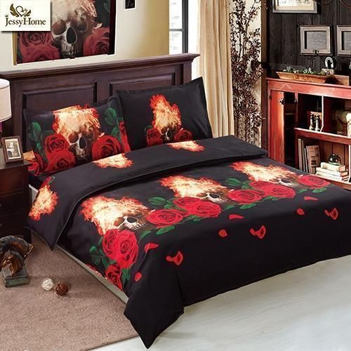 3Pcs Skeleton Printed Bedding Set