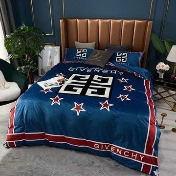 Givenchy Star Blue 4 Bedding Sets Duvet Cover Sheet Cover Pillow Cases Luxury Bedroom Sets