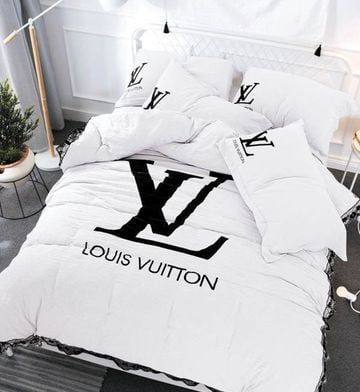 Louis Vuiton White Black Bedding Sets Duvet Cover Sheet Cover Pillow Cases Luxury Bedroom Sets