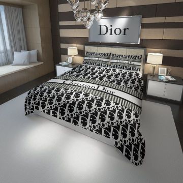 Dior Black White 1 Bedding Sets Duvet Cover Sheet Cover Pillow Cases Luxury Bedroom Sets