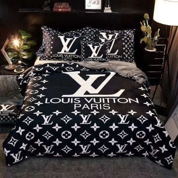 Louis Vuiton Black White 2 Bedding Sets Duvet Cover Sheet Cover Pillow Cases Luxury Bedroom Sets