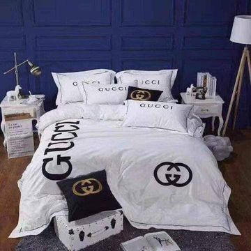 Gucci White Black Bedding Sets Duvet Cover Sheet Cover Pillow Cases Luxury Bedroom Sets