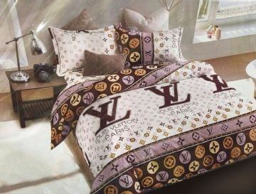 Louis Vuiton White Brown Bedding Sets Duvet Cover Sheet Cover Pillow Cases Luxury Bedroom Sets