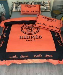 Herms Orange Black 5 Bedding Sets Duvet Cover Sheet Cover Pillow Cases Luxury Bedroom Sets