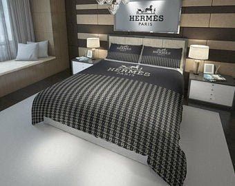 Herms Black 1 Bedding Sets Duvet Cover Sheet Cover Pillow Cases Luxury Bedroom Sets