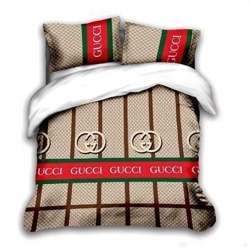 Gucci Brown 18 Bedding Sets Duvet Cover Sheet Cover Pillow Cases Luxury Bedroom Sets