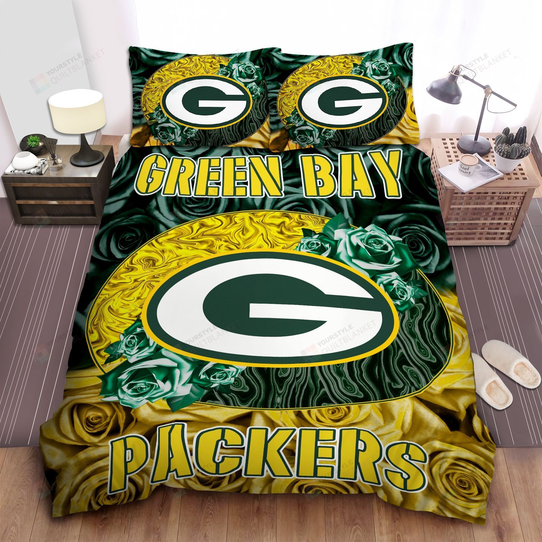 Green Bay Packers Bedding Set Duvet Cover Pillow Cases