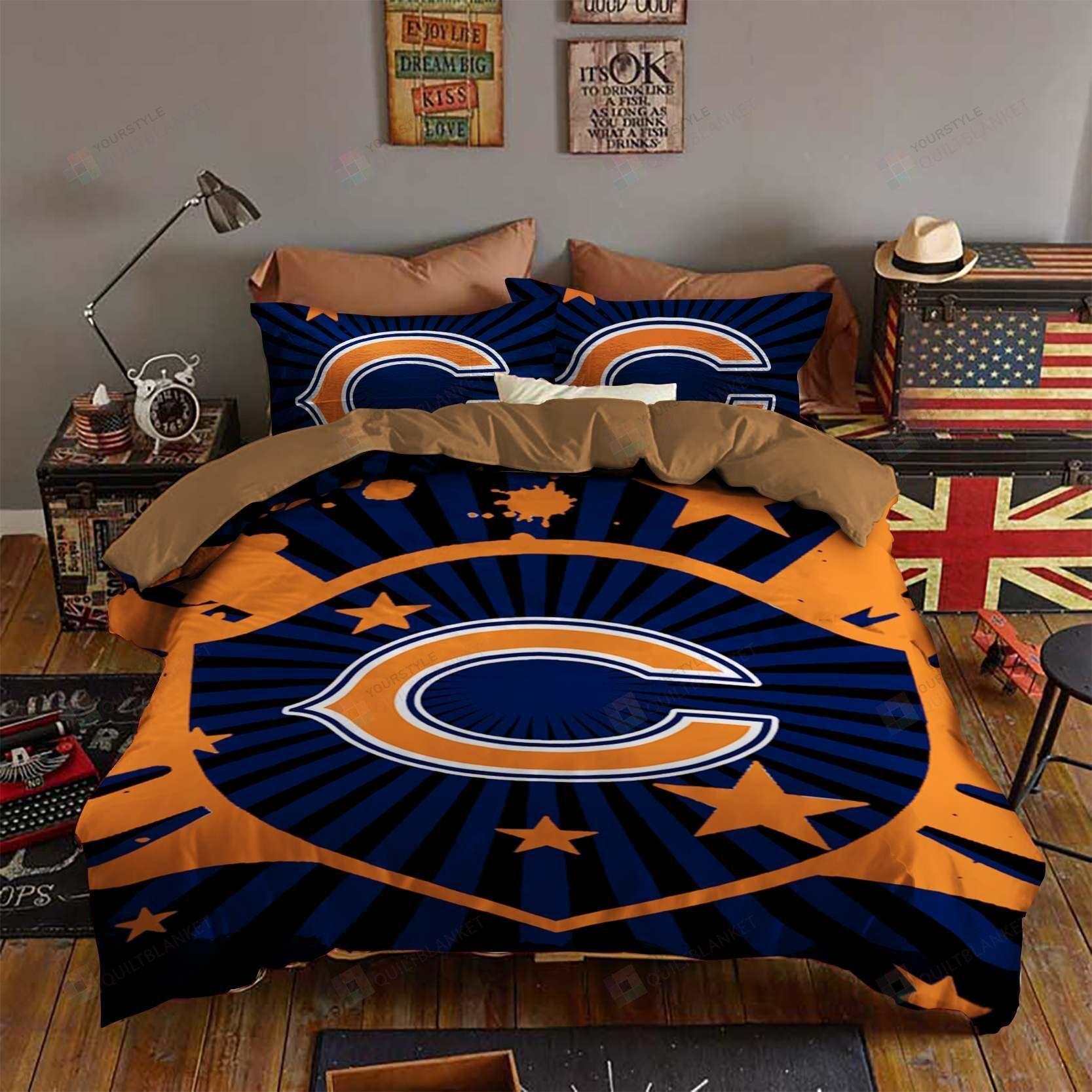 Chicago Bears Bedding Set Sleepy Duvet Cover Pillow Cases