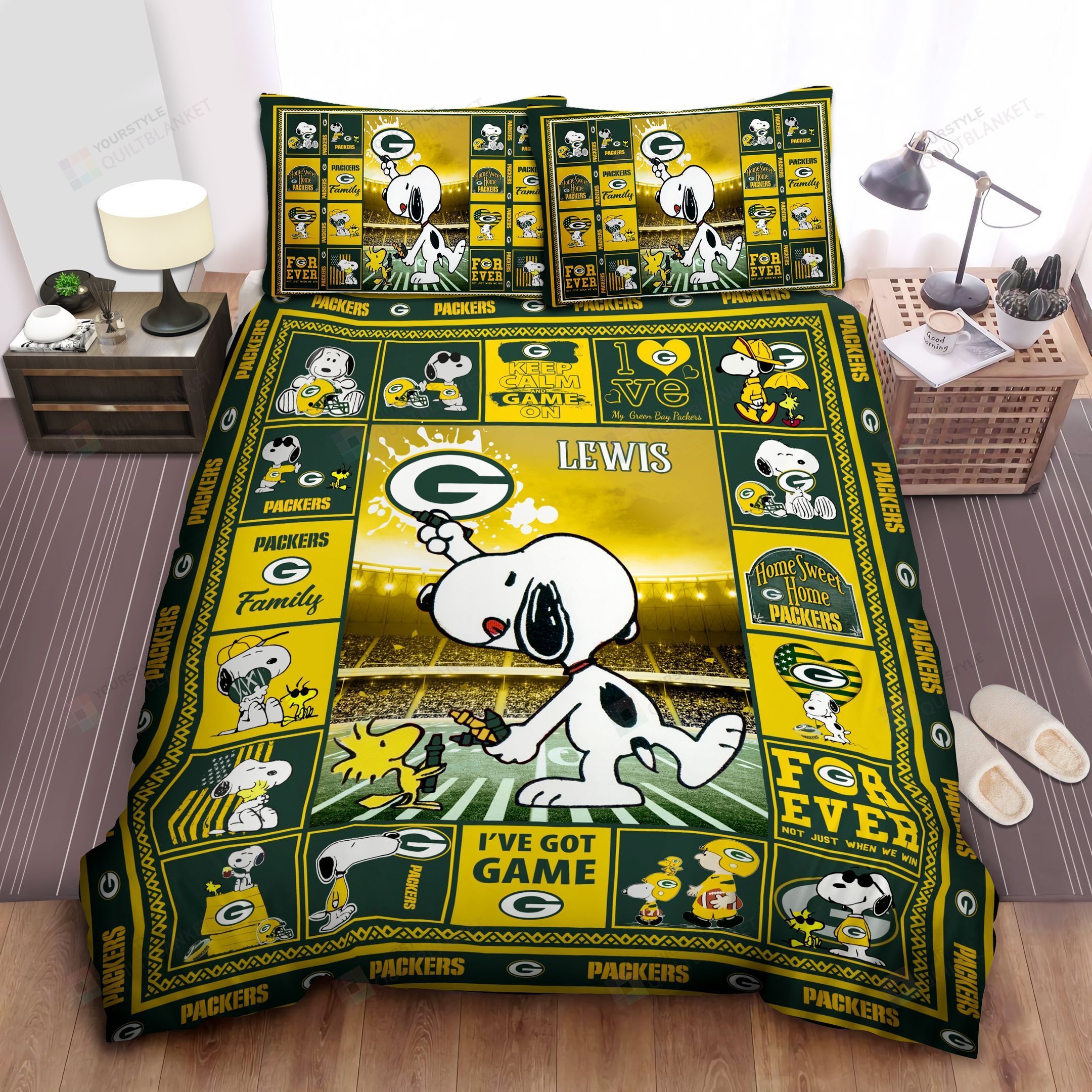 Custom Name Green Bay Packers Bedding Set