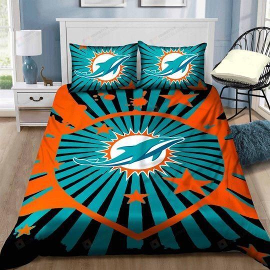 Miami Dolphins Bedding Set Sleepy Halloween And Christmas Duvet Cover Pillow Cases