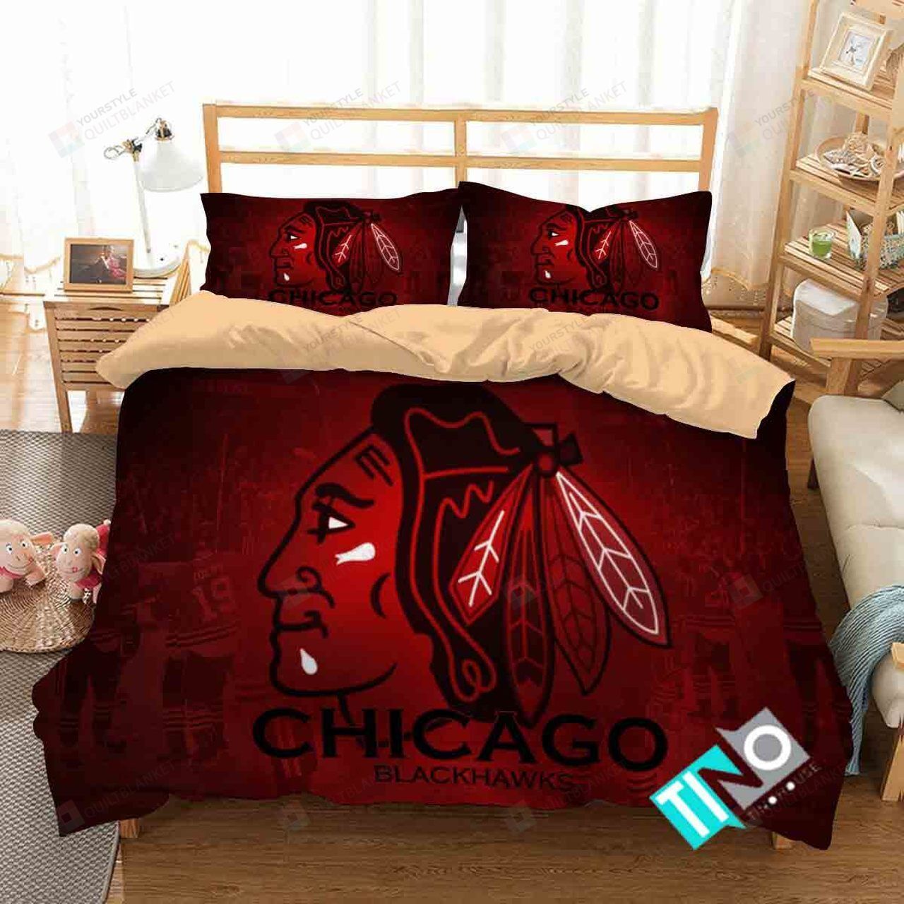 Nhl Chicago Blackhawks Logo D Duvet Cover Bedding Sets N