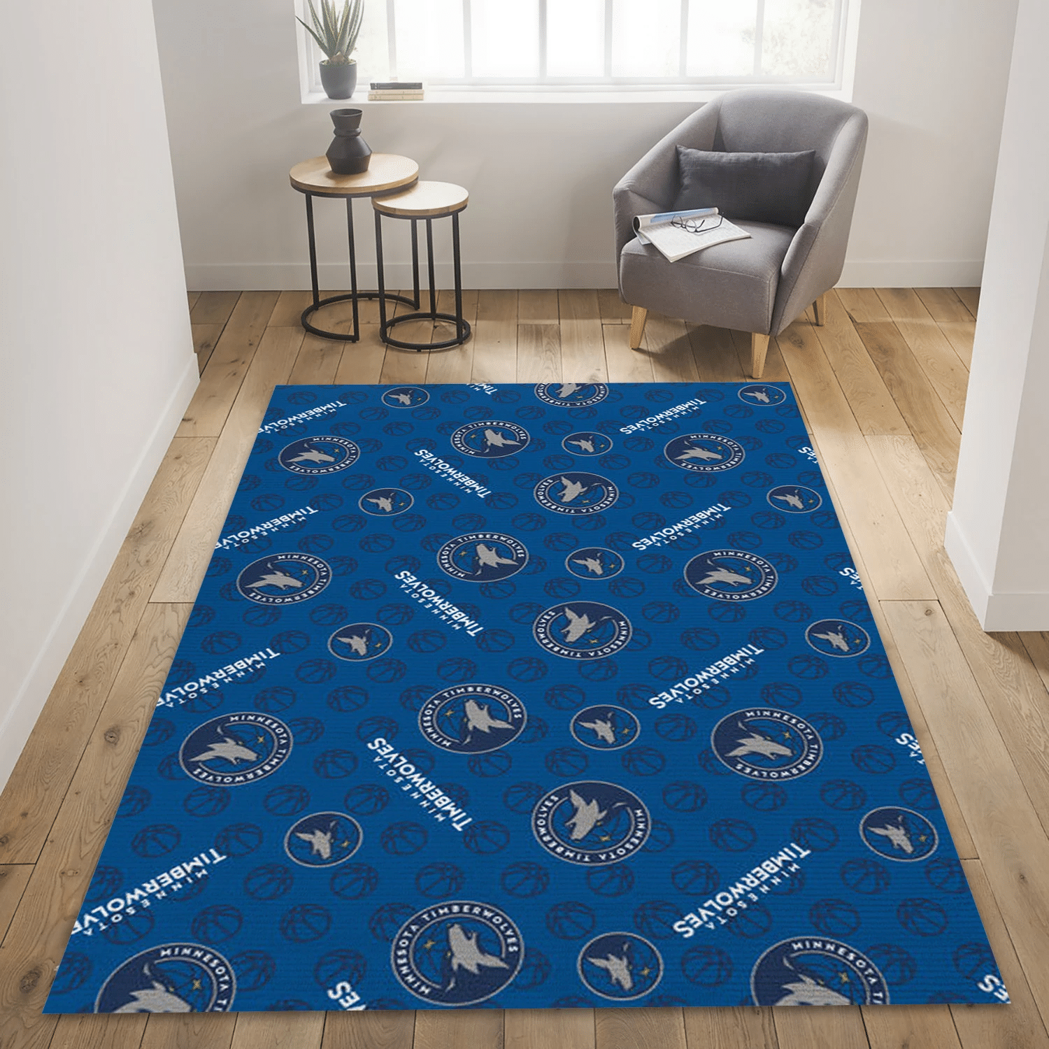 Timberwolves Patterns 4 Team Logos Area Rug, Living Room Rug - Home US Decor - Indoor Outdoor Rugs