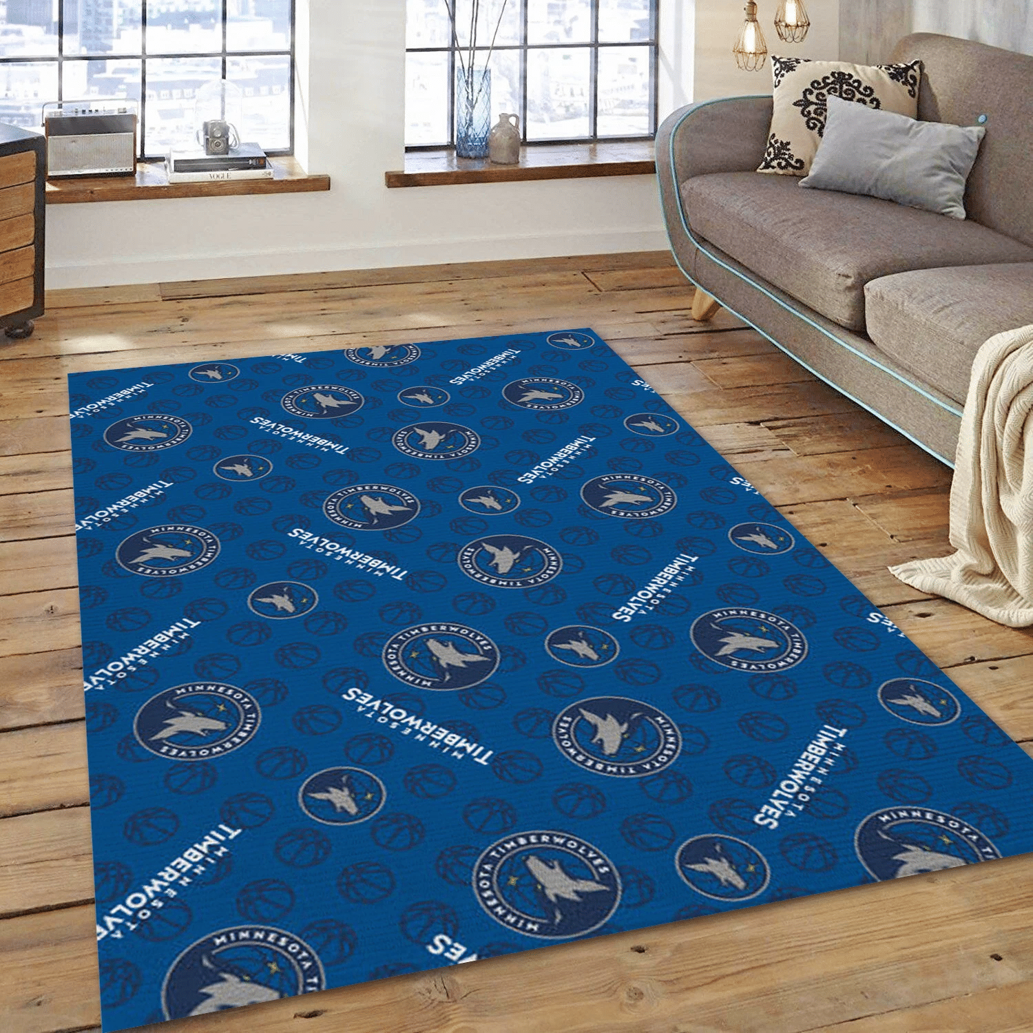 Timberwolves Patterns 4 Team Logos Area Rug, Living Room Rug - Home US Decor - Indoor Outdoor Rugs