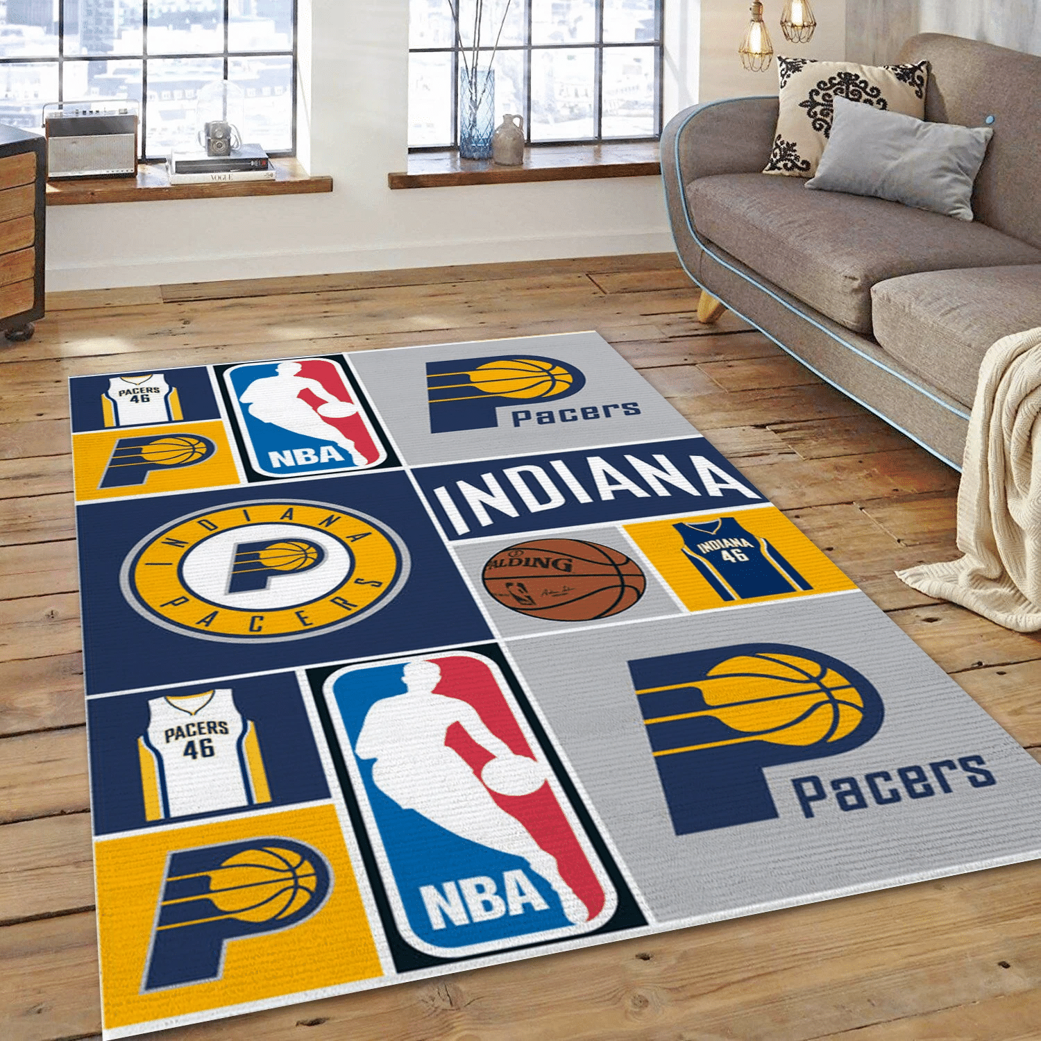 Indiana Pacers Patterns 3 NBA Area Rug For Christmas, Bedroom Rug - Christmas Gift US Decor - Indoor Outdoor Rugs