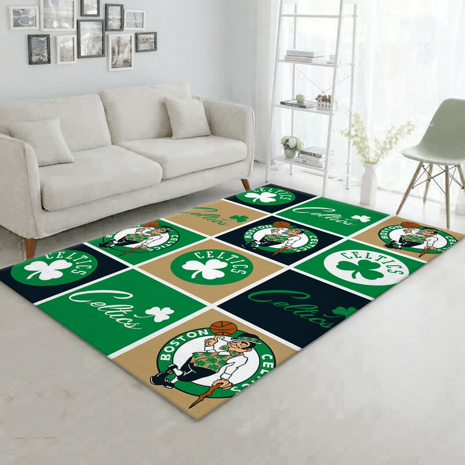 Boston Celtics Patterns 4 Reangle Area Rug, Living Room Rug - Home Decor - Indoor Outdoor Rugs