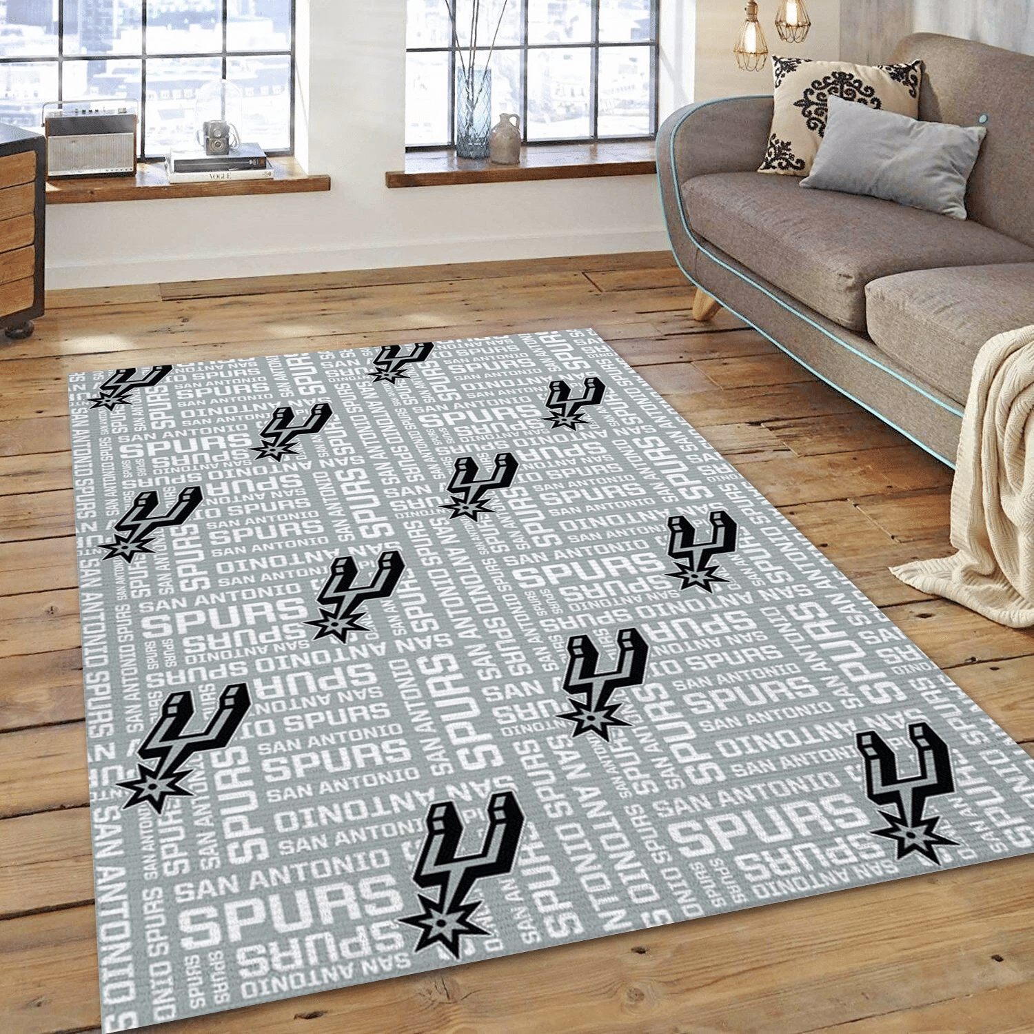 San Antonio Spur Patterns Team Logos Area Rug, Bedroom Rug - US Gift Decor - Indoor Outdoor Rugs