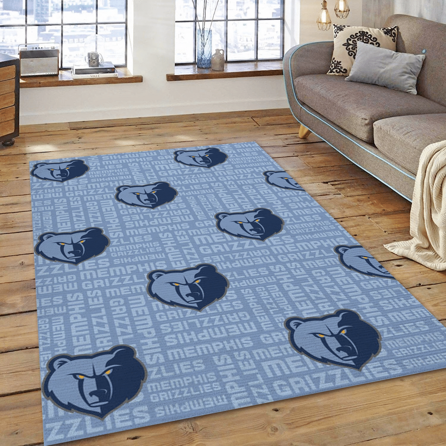 Memphis Grizzlies Patterns Reangle Area Rug, Living Room Rug - Home Decor - Indoor Outdoor Rugs