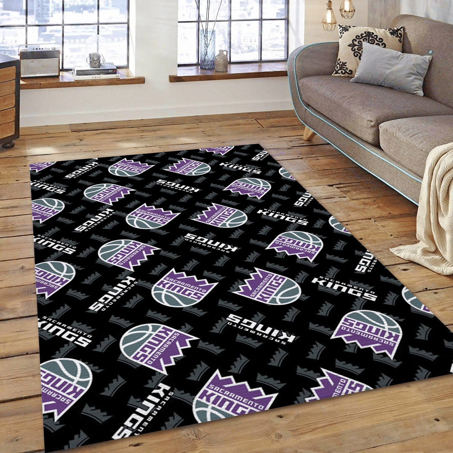 Sacramento Kings Patterns 1 Team Logos Area Rug, Living Room Rug - US Gift Decor - Indoor Outdoor Rugs