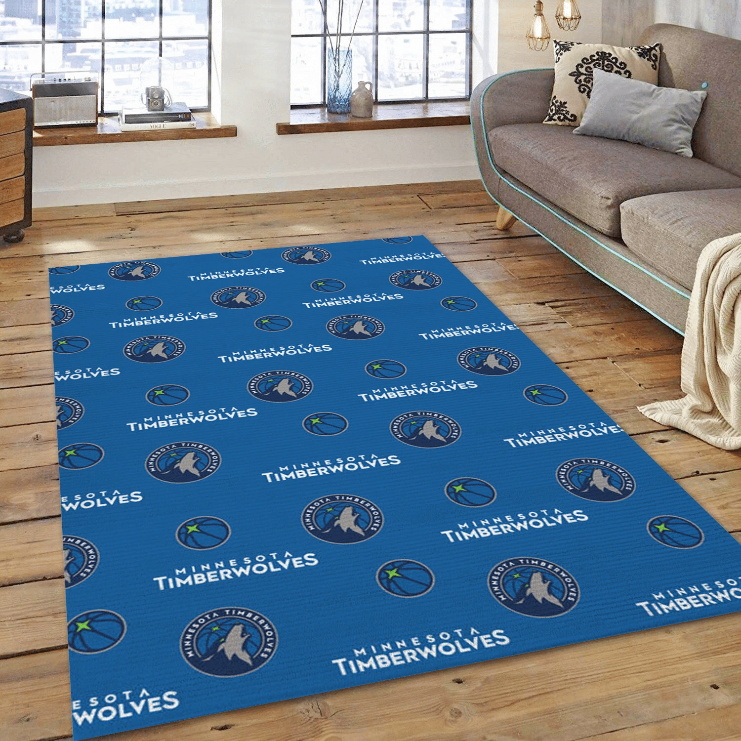 Timberwolves Patterns NBA Area Rug, Living Room Rug - Christmas Gift US Decor - Indoor Outdoor Rugs