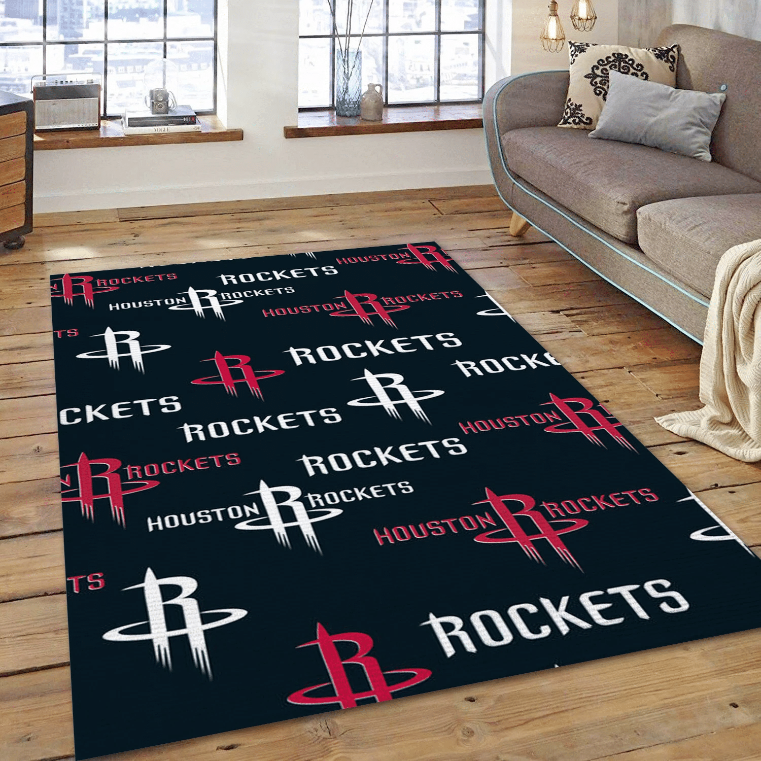 Houston Rockets Patterns 1 Reangle Area Rug, Living Room Rug - Home Decor - Indoor Outdoor Rugs