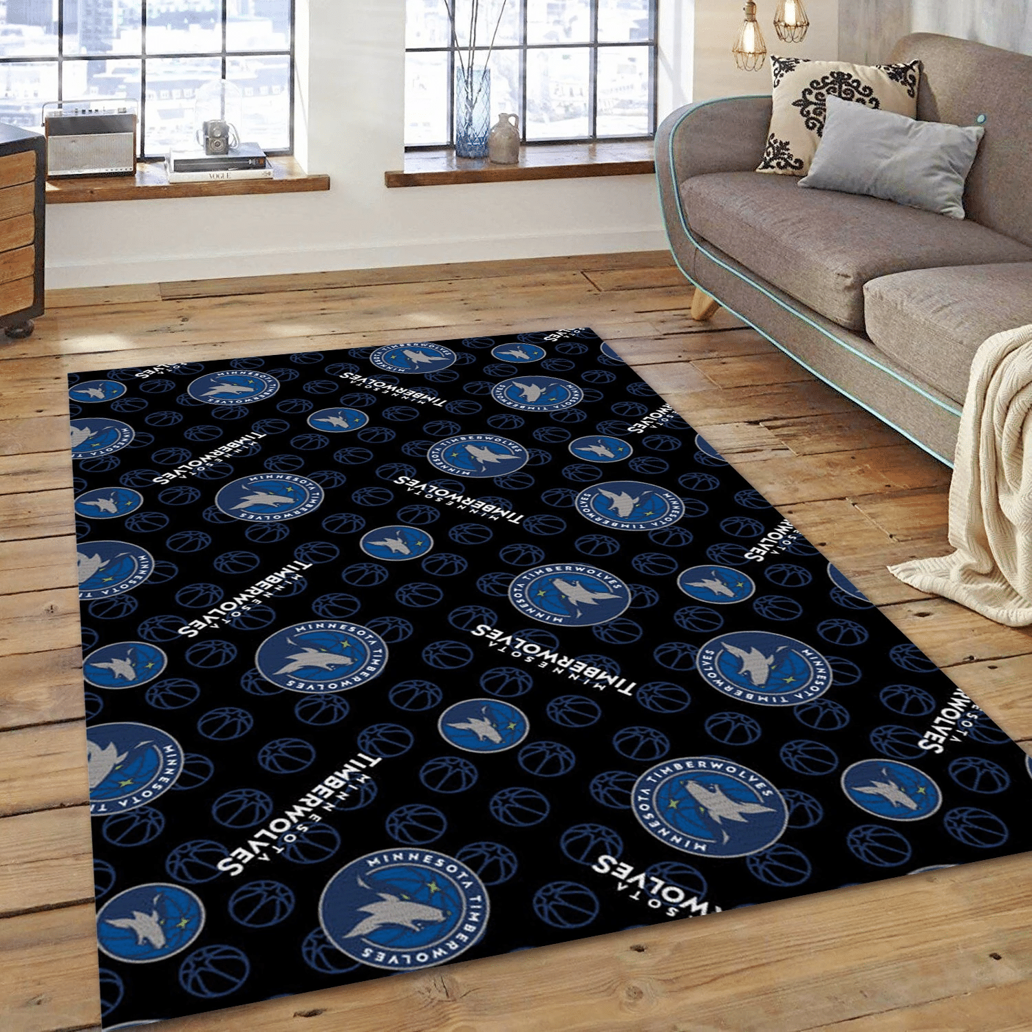 Timberwolves Patterns 2 Reangle Area Rug, Bedroom Rug - Family Gift US Decor - Indoor Outdoor Rugs