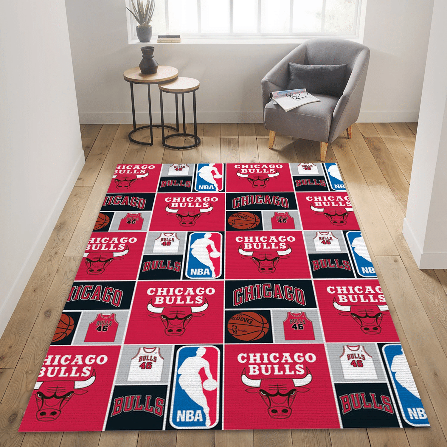 Chicago Bulls Patterns 4 Reangle Area Rug, Bedroom Rug - US Gift Decor - Indoor Outdoor Rugs