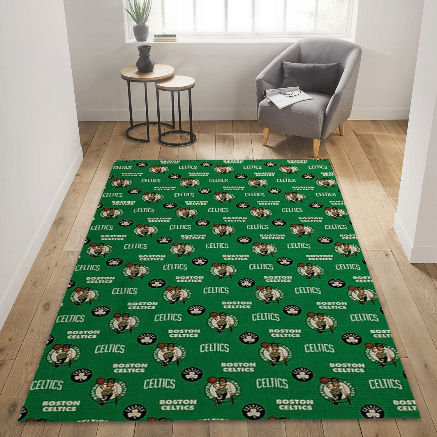 Boston Celtics Patterns Reangle Area Rug, Bedroom Rug - Home Decor - Indoor Outdoor Rugs