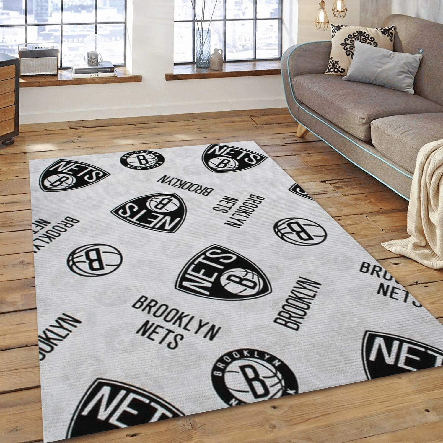 Brooklyn Nets Patterns 1 NBA Area Rug For Christmas, Bedroom Rug - Home Decor - Indoor Outdoor Rugs