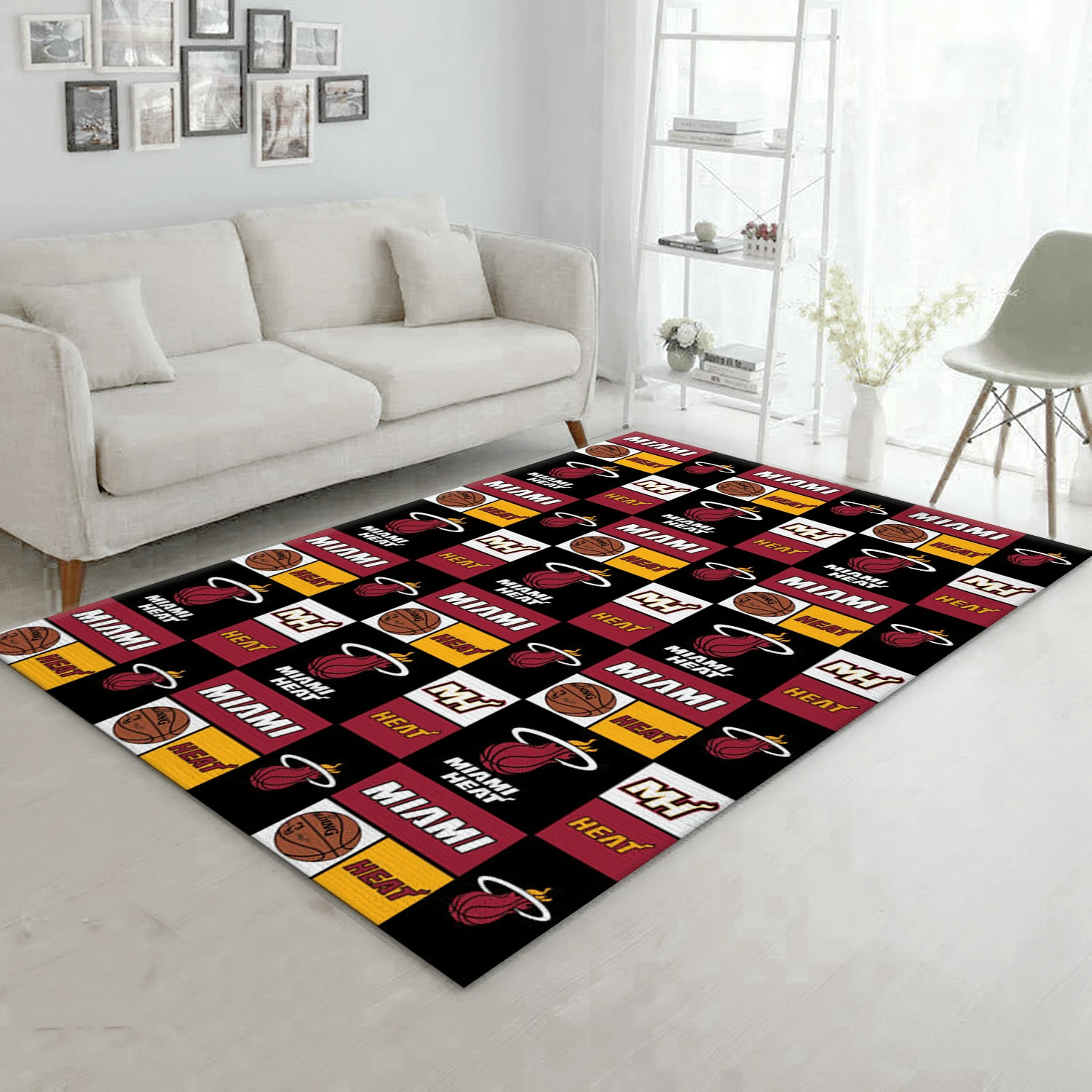 Miami Heat Patterns Team Logos Area Rug, Living Room Rug - Home Decor - Indoor Outdoor Rugs