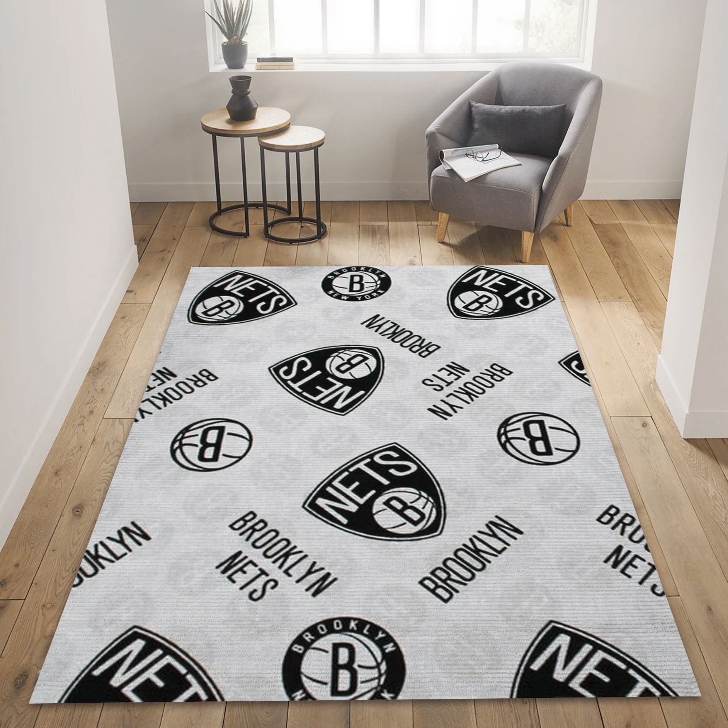 Brooklyn Nets Patterns 1 NBA Area Rug For Christmas, Bedroom Rug - Home Decor - Indoor Outdoor Rugs