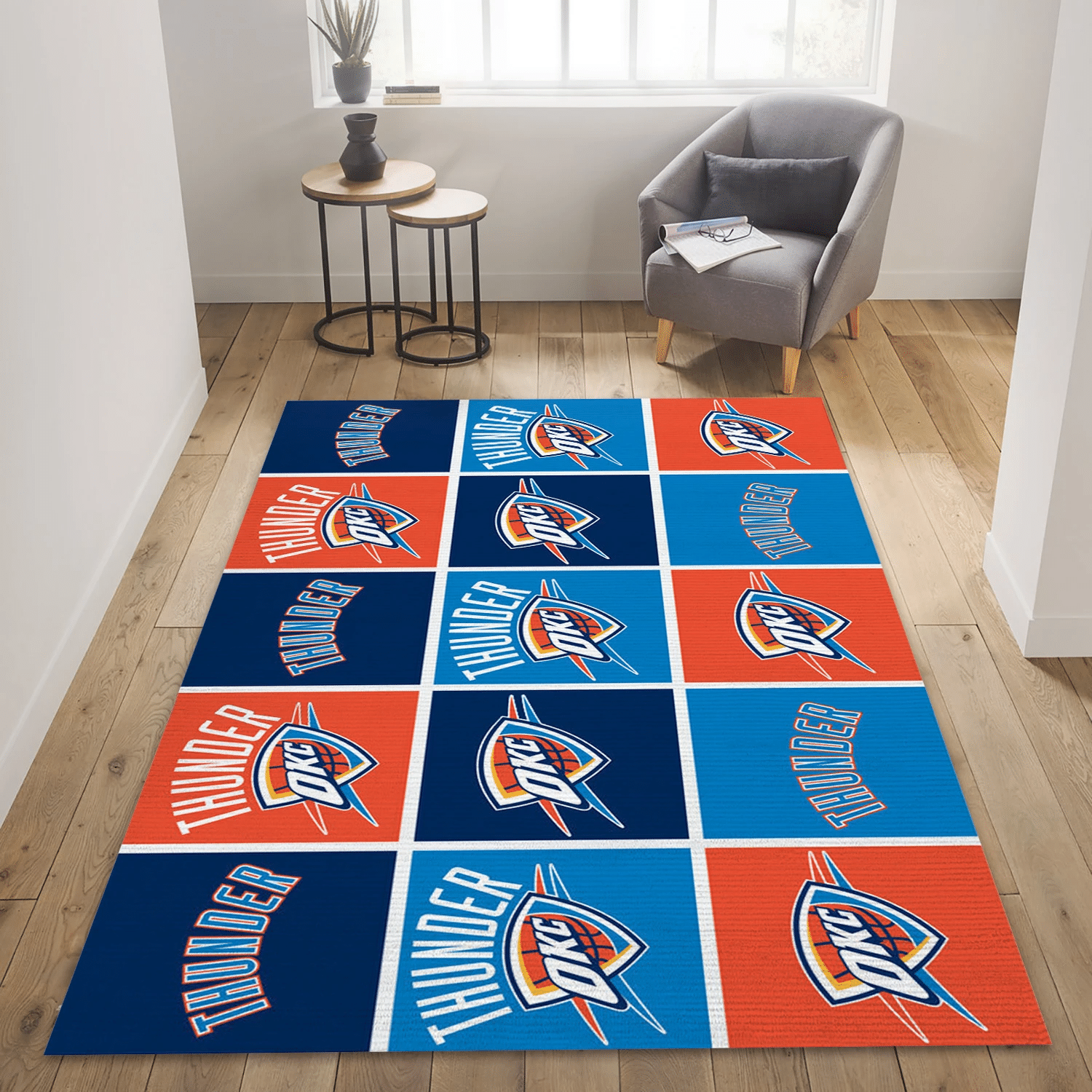 Oklahoma City Thunder Patterns NBA Area Rug For Christmas, Living Room Rug - Home Decor - Indoor Outdoor Rugs