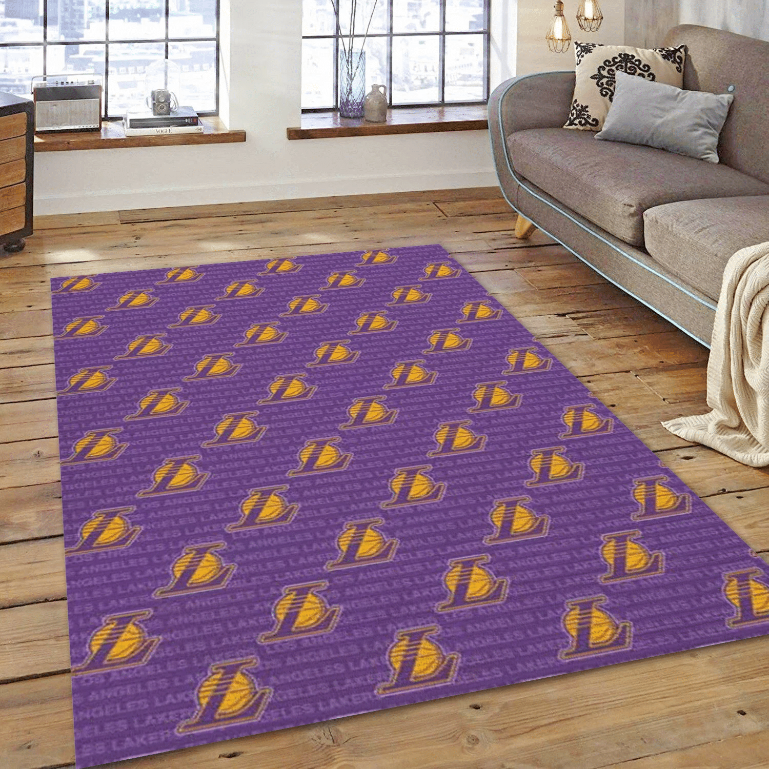 Los Angeles Lakers Patterns 1 Reangle Area Rug, Bedroom Rug - Family Gift US Decor - Indoor Outdoor Rugs