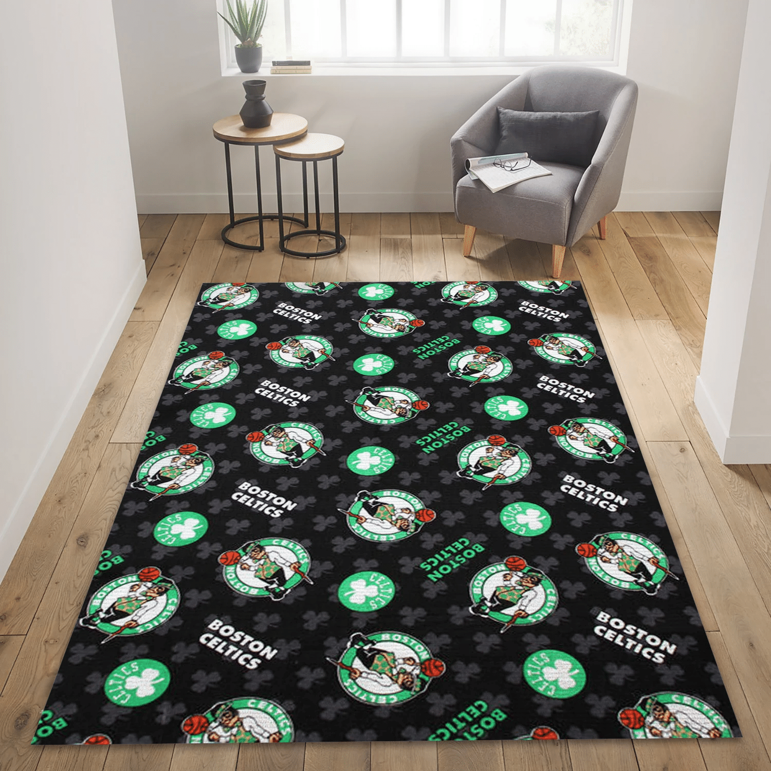 Boston Celtics Patterns 3 Reangle Area Rug, Living Room Rug - US Gift Decor - Indoor Outdoor Rugs