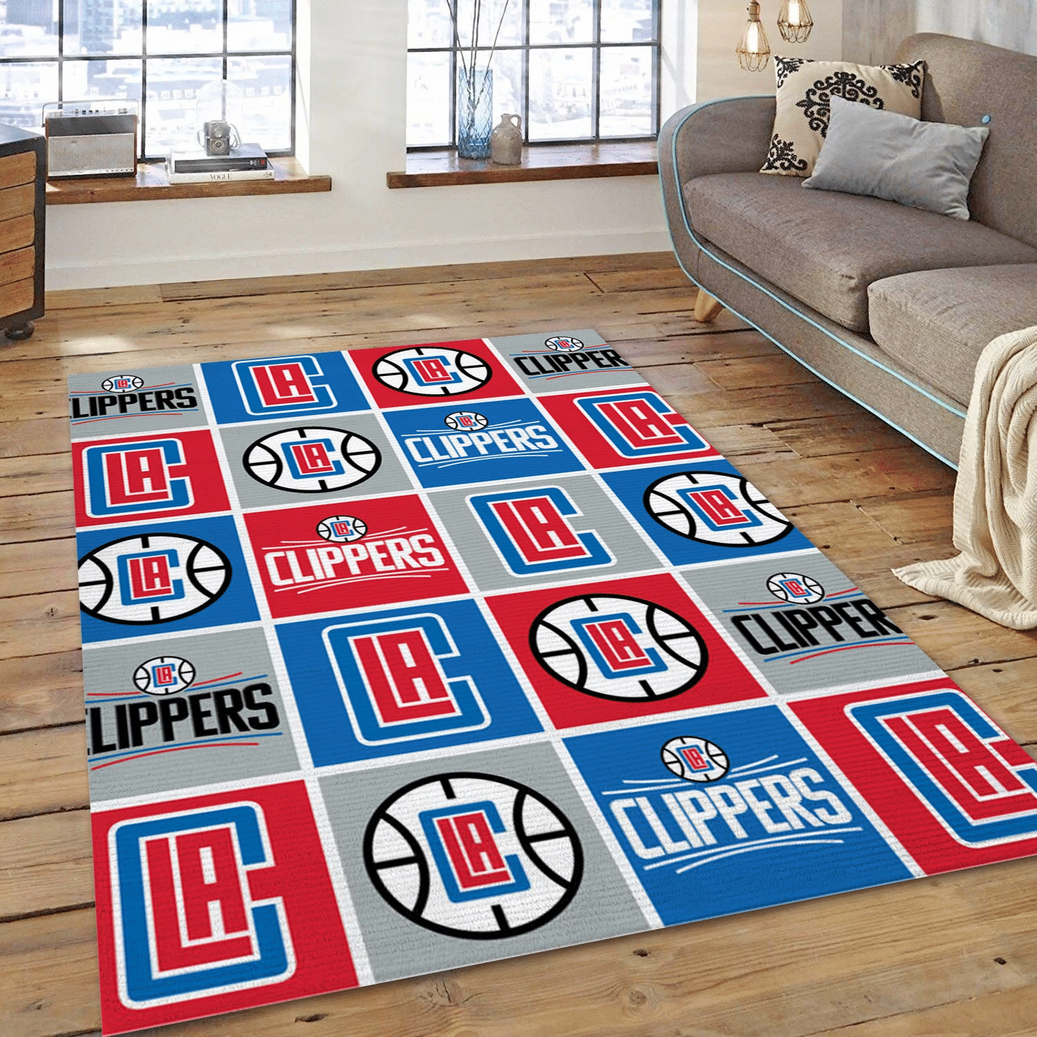 Los Angeles Clippers Patterns Team Logos Area Rug, Bedroom Rug - Home US Decor - Indoor Outdoor Rugs