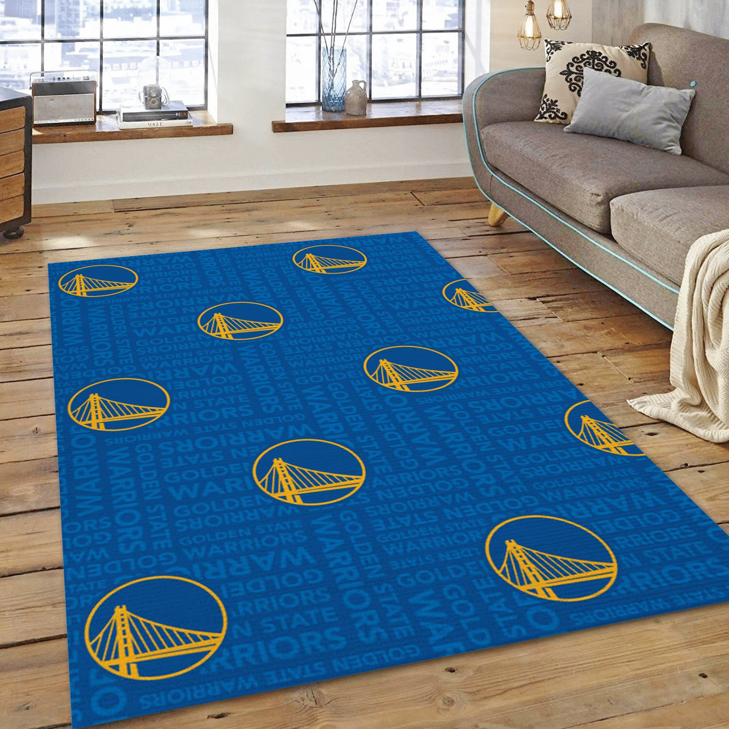 Golden State Warriors Patterns 1 NBA Area Rug For Christmas, Bedroom Rug - Home Decor - Indoor Outdoor Rugs