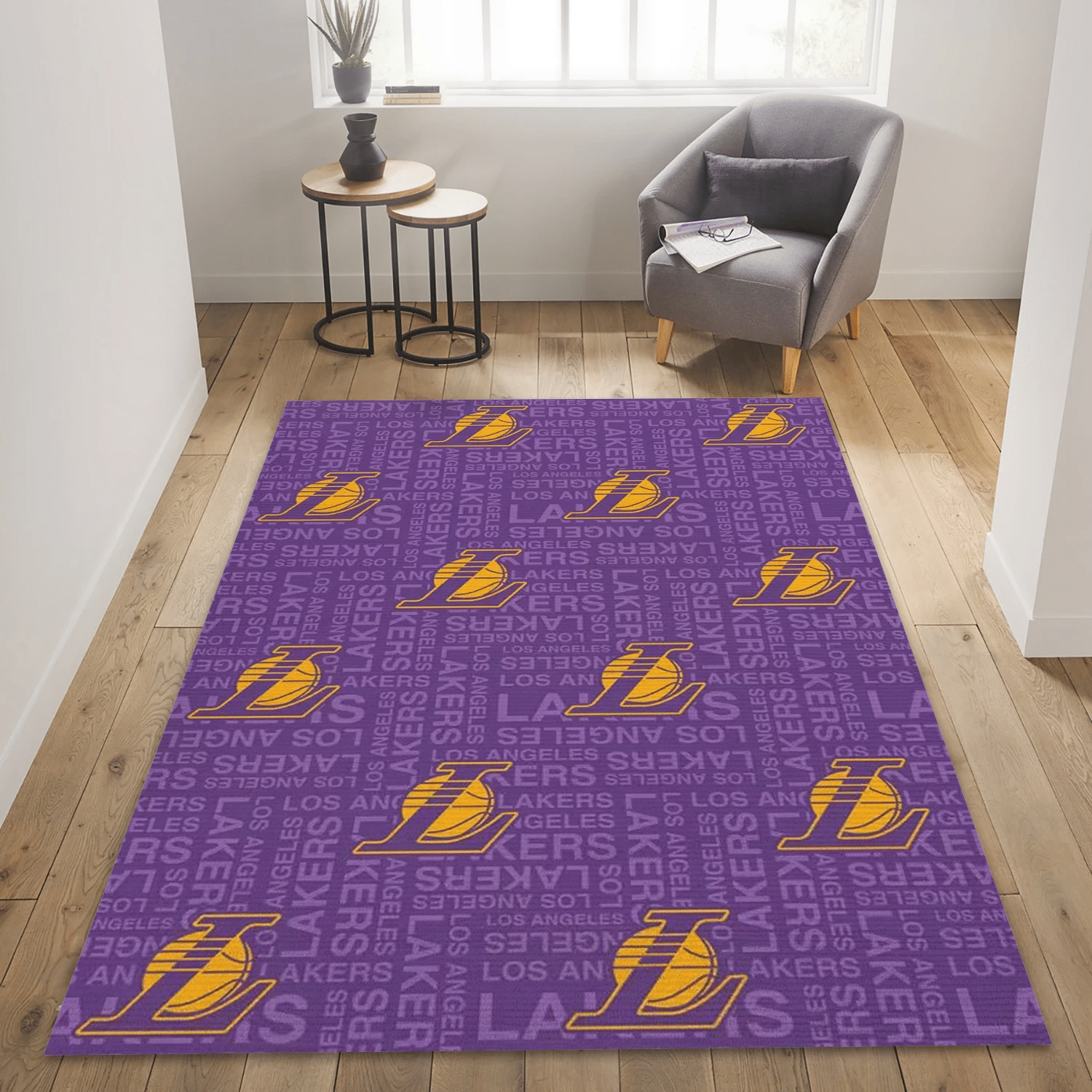 Los Angeles Lakers Patterns Reangle Area Rug, Living Room Rug - Home US Decor - Indoor Outdoor Rugs