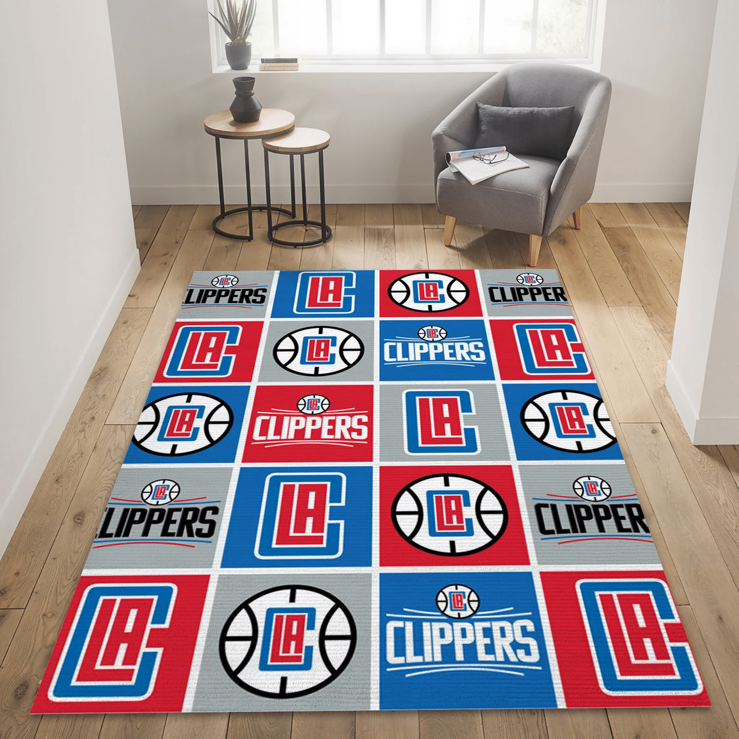 Los Angeles Clippers Patterns Team Logos Area Rug, Bedroom Rug - Home US Decor - Indoor Outdoor Rugs