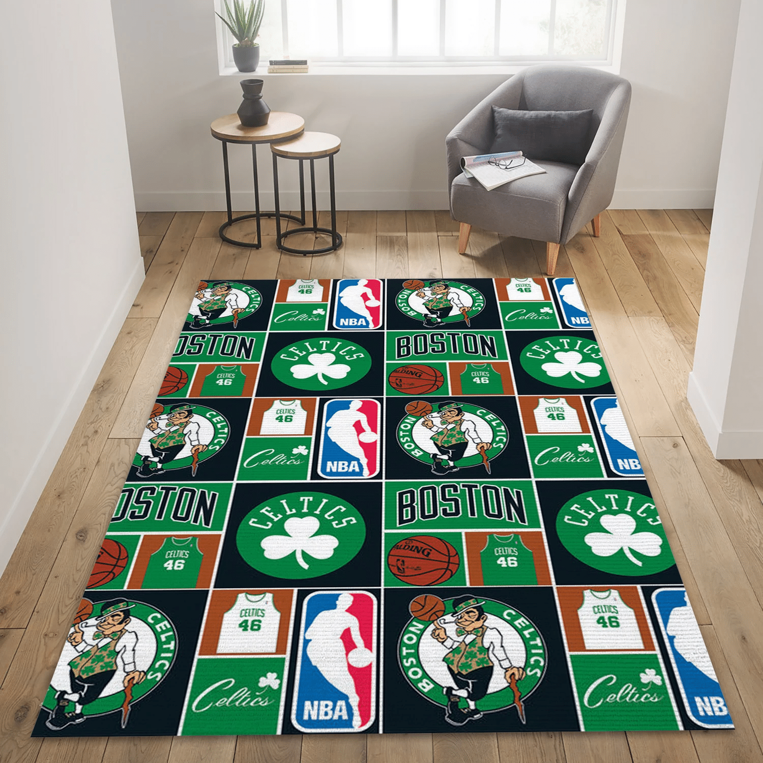 Boston Celtics Patterns 5 NBA Area Rug, Bedroom Rug - Christmas Gift US Decor - Indoor Outdoor Rugs