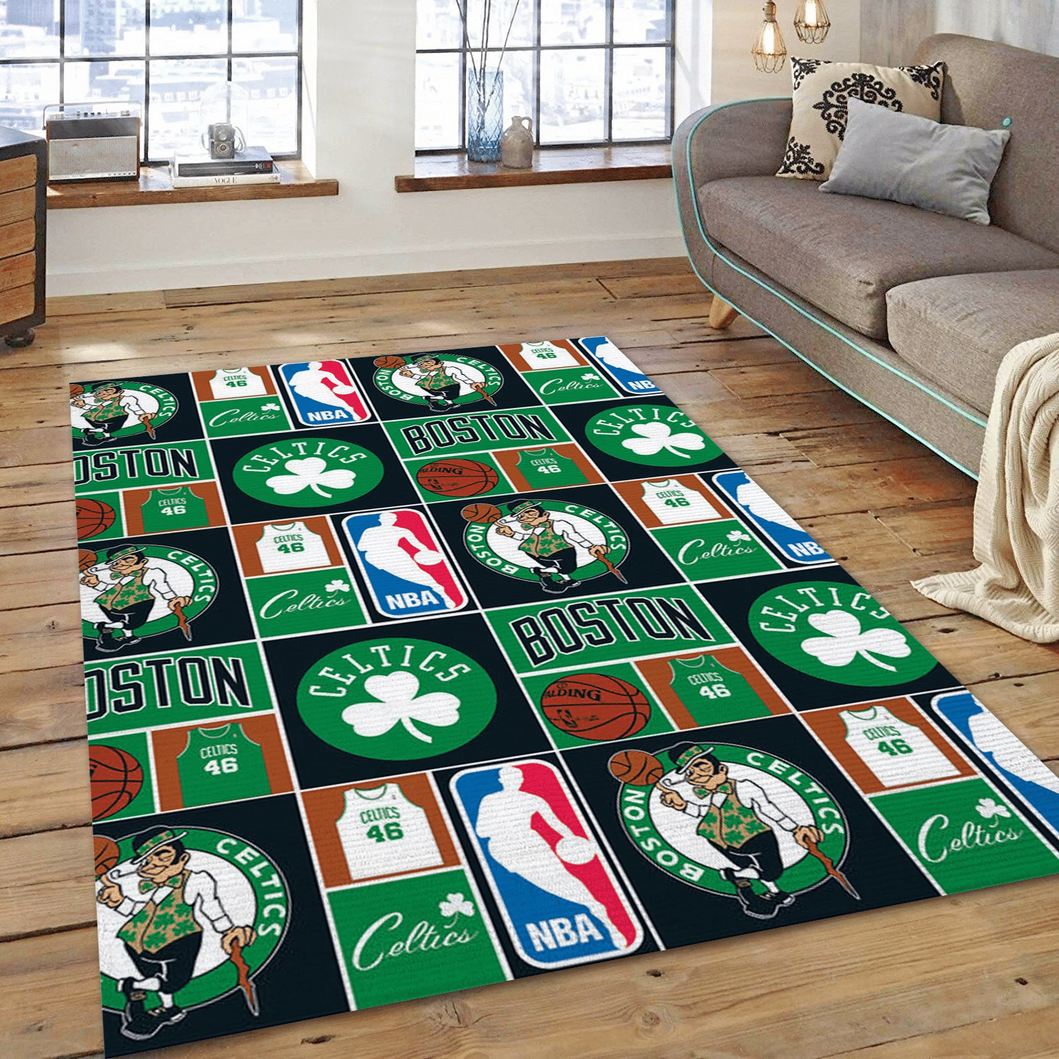 Boston Celtics Patterns 5 NBA Area Rug, Bedroom Rug - Christmas Gift US Decor - Indoor Outdoor Rugs