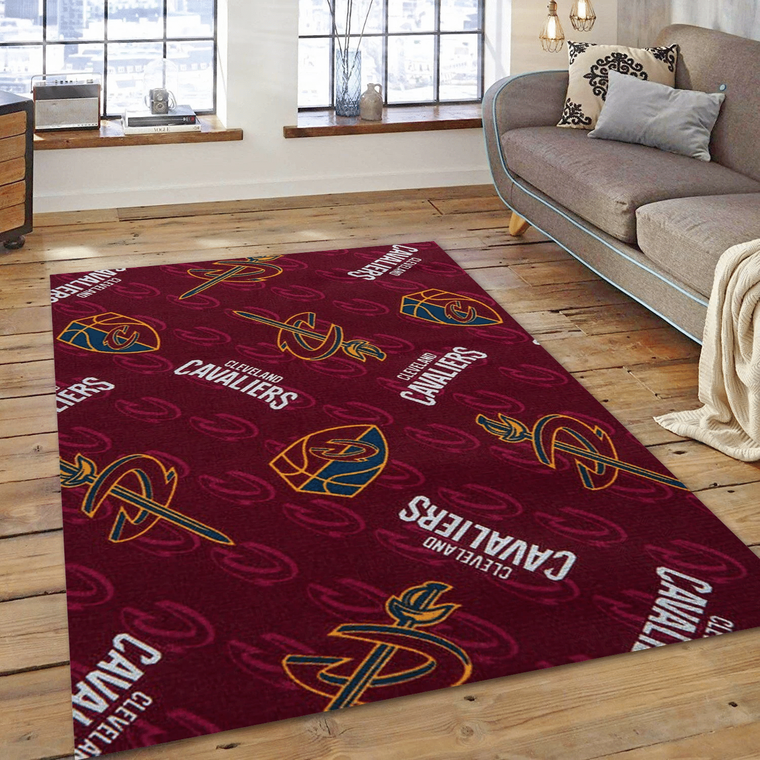 Cleveland Cavaliers Patterns 1 Team Logos Area Rug, Bedroom Rug - Family Gift US Decor - Indoor Outdoor Rugs