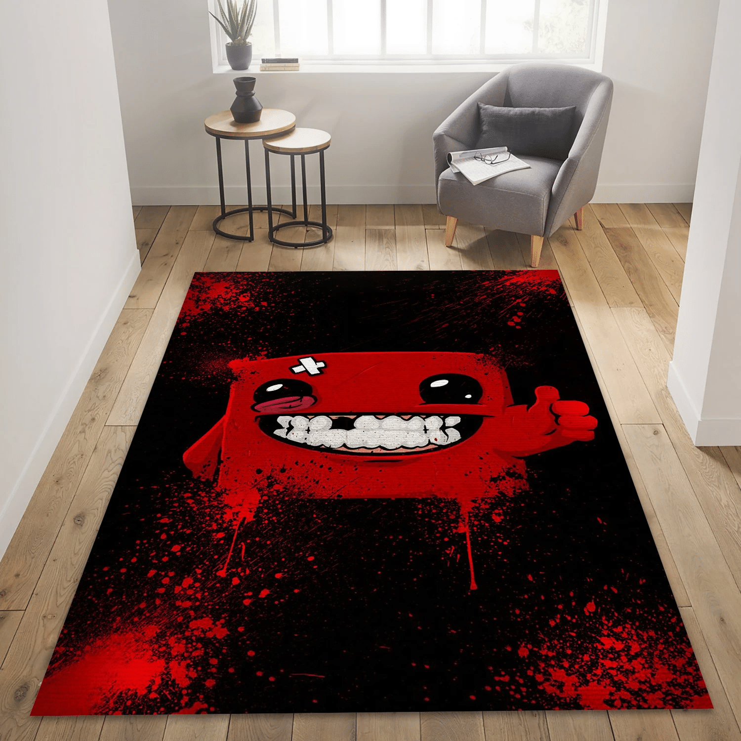 Super Meat Boy Gaming Area Rug, Living Room Rug - Home US Decor - Indoor Outdoor Rugs