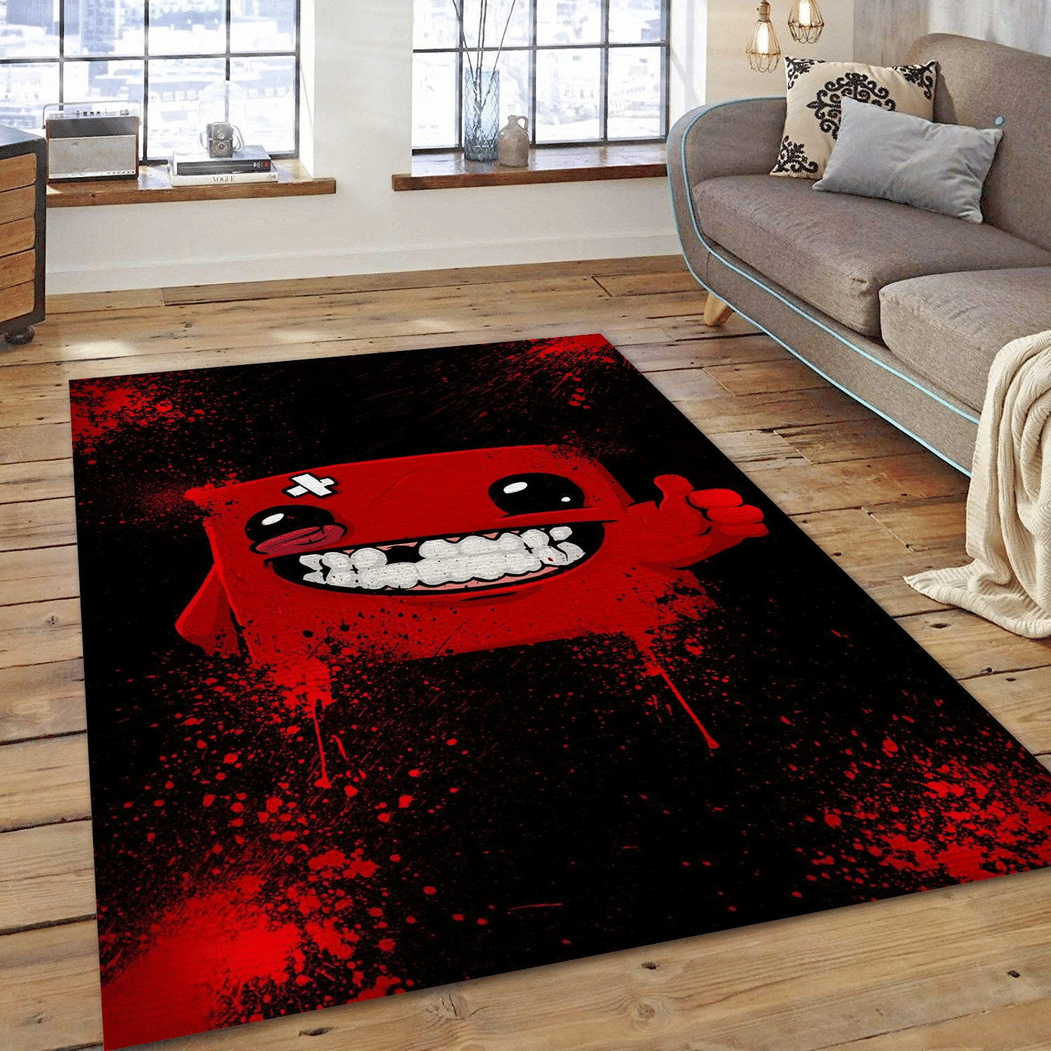 Super Meat Boy Gaming Area Rug, Living Room Rug - Home US Decor - Indoor Outdoor Rugs