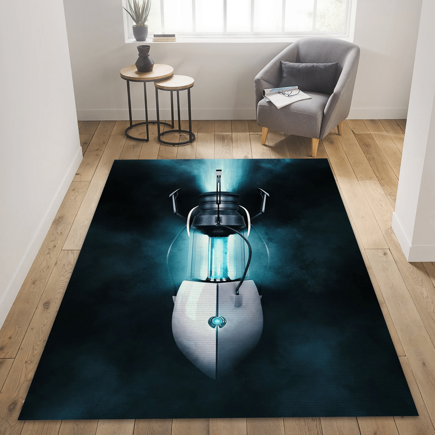 3d Portal Gun Blue Area Rug, Bedroom Rug - Home US Decor - Indoor Outdoor Rugs