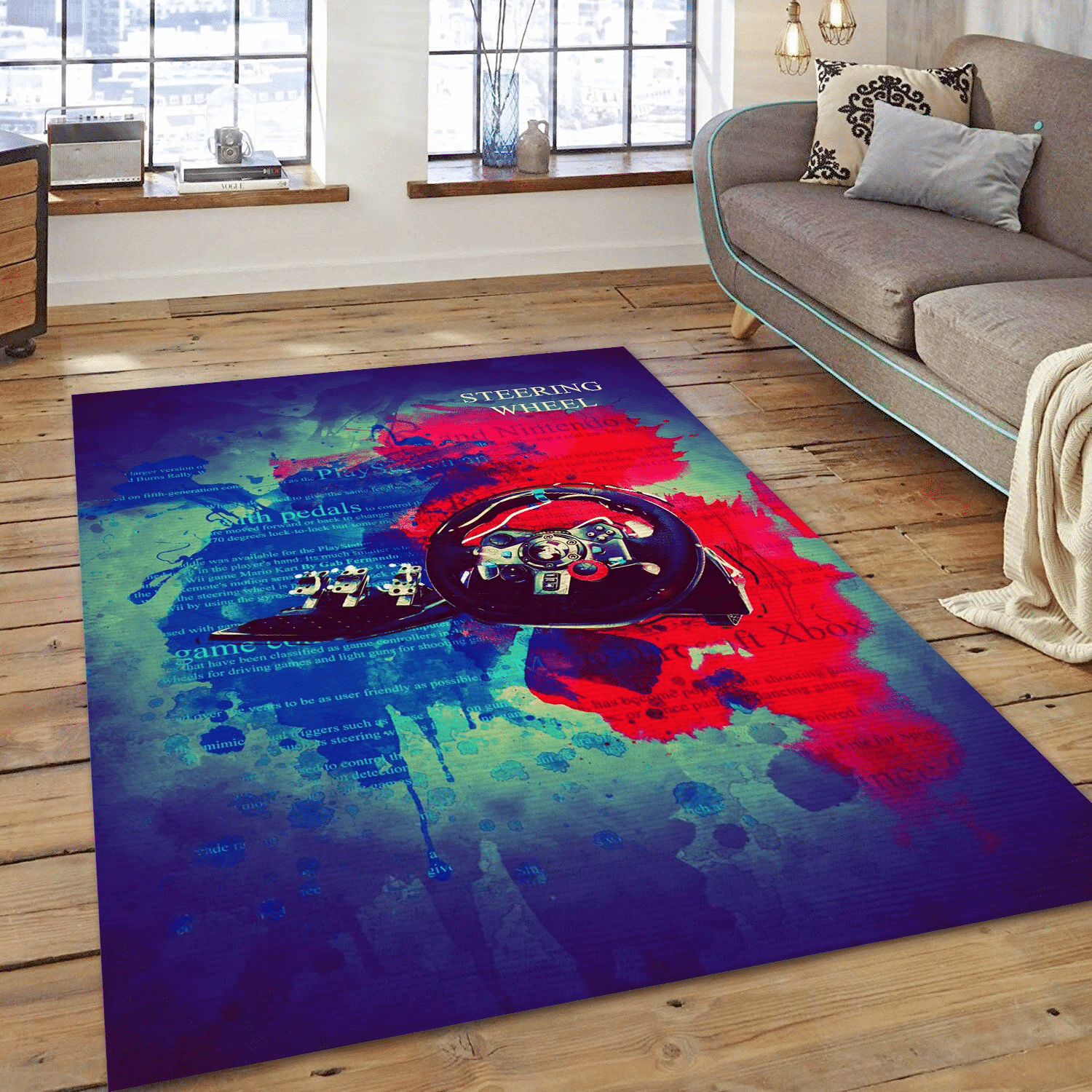 Streering Wheel Gaming Weapon Area Rug For Christmas, Living Room Rug - Home Decor  Floor Decor - Indoor Outdoor Rugs